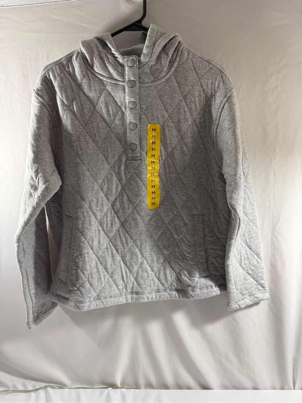 Lands' End Quilted Gray Pullover Hoodie